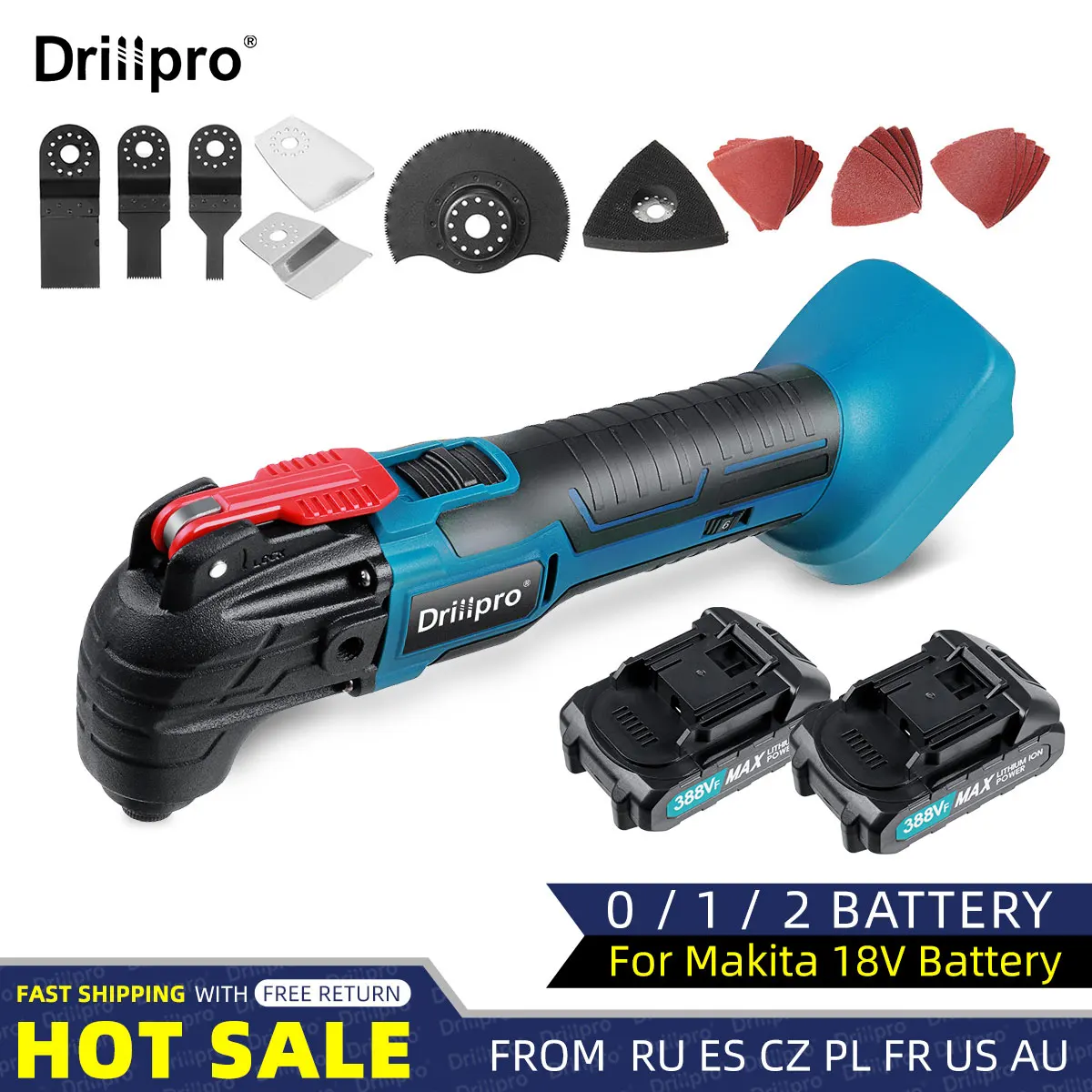 Drillpro-コードレス振動マルチツールコードレス木工電動工具,マキタ用2xバッテリー18v,1830 1840 1850 1860  AliExpress