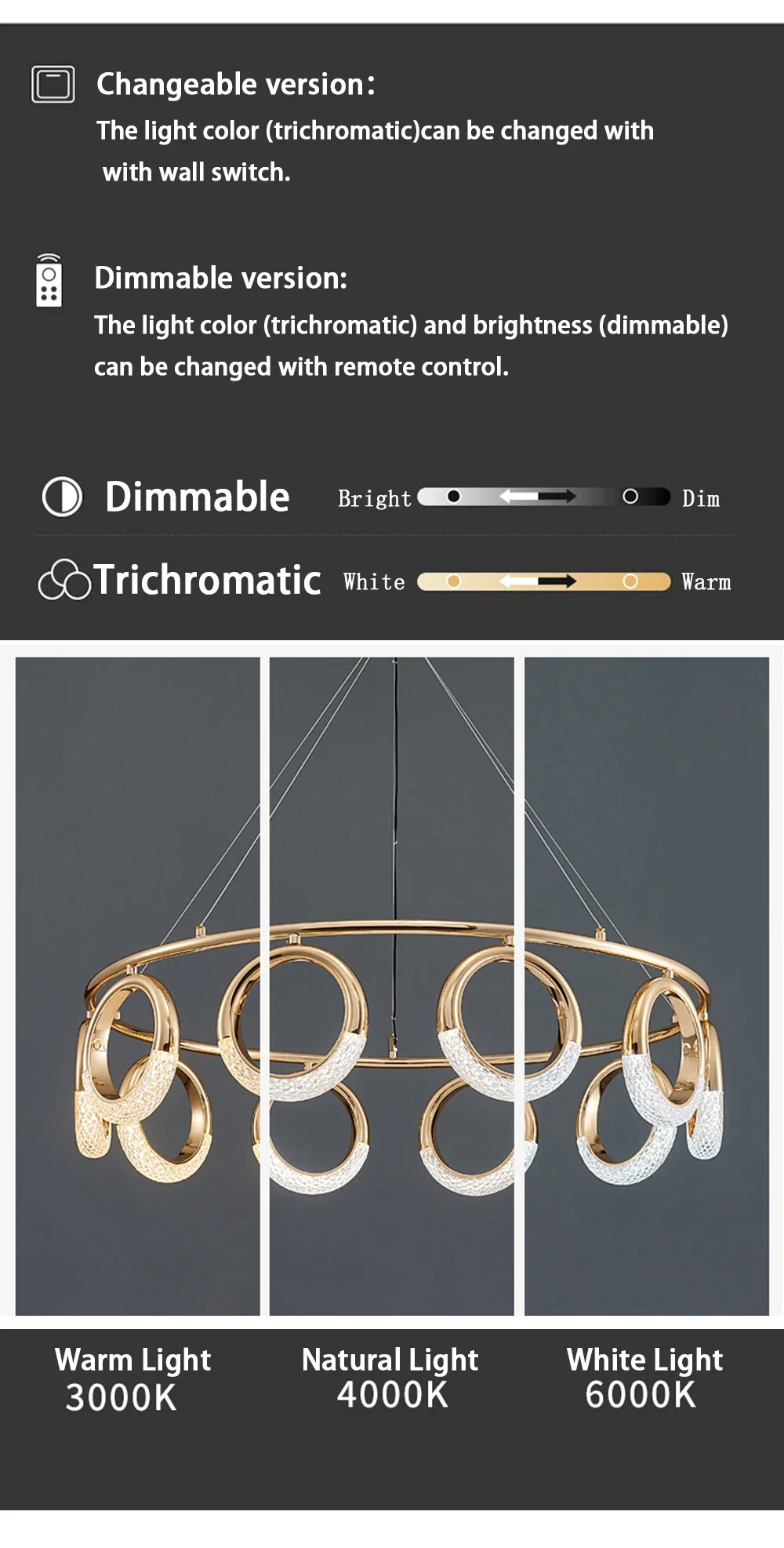 Description Picture 6 of itemPostmodern Light Luxury Golden Living Room Ceiling Lamp Bedroom Bedside Stairwell Designer Earrings Ring Long Chandelier