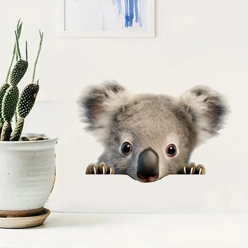 90970# Cute Koala Peeking Out with Big Eyes Toilet Stickers Bright Wall for Home Cabinet Door Decoration Vinyl Car Decals
