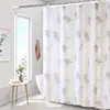 Cortinas de ducha impermeables para baño, cortina de baño gruesa con ganchos, ojales de Metal a prueba de óxido, patrón de hojas, PEVA