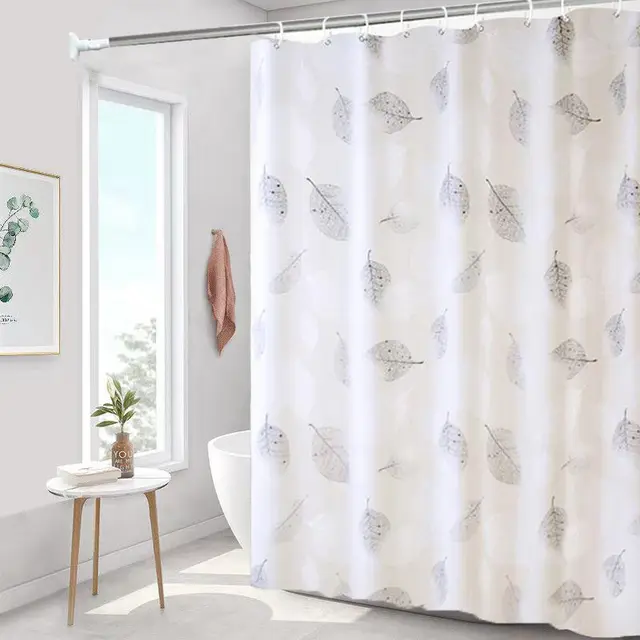 Cortinas de ducha impermeables para baño, cortina de baño gruesa con ganchos, ojales de Metal a prueba de óxido, patrón de hojas, PEVA