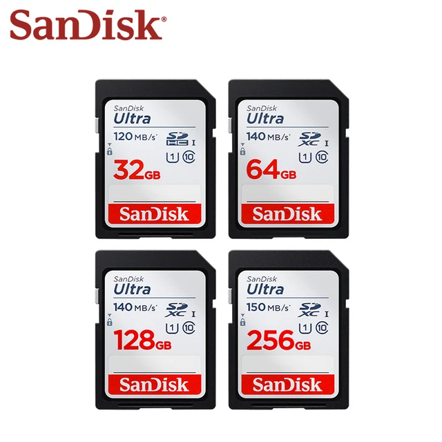 Карта SanDisk Ultra SDHC UHS-I и карта памяти SDXC 32 ГБ 64 ГБ 128 ГБ 256 ГБ Оригинальная SD-карта для камеры Флэш-карта до 150 Мбит/с 1