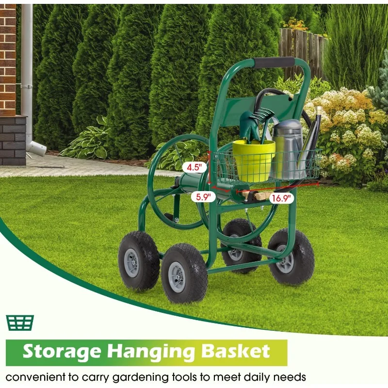 HC-HT300-Green Reel Cart Tools Outdoor Yard Water Truck Heavy DutyWater Planting