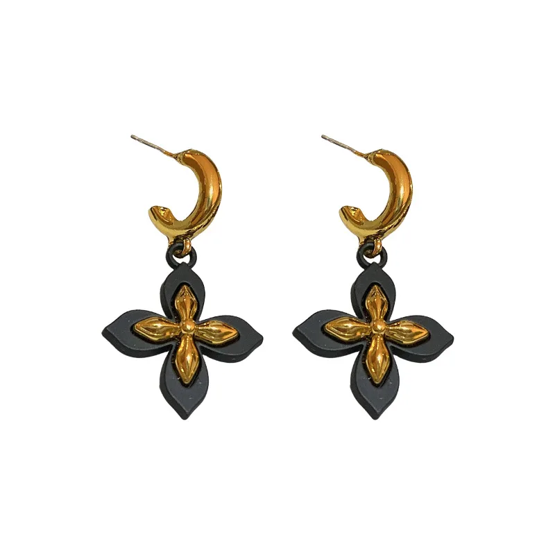 S3259 Fashion Jewelry S925 Silver Needle Flower Dangle Earrings For Women Vintage Niche Design Stud Earrings