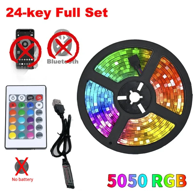 thumbnail image 1 of Tira de luces LED inteligentes con Bluetooth, control por infrarrojos, sincronización de música RGB, lámpara USB flexible de 5 V para retroiluminación de TV, decoración navideña, regalo, 1 of 5