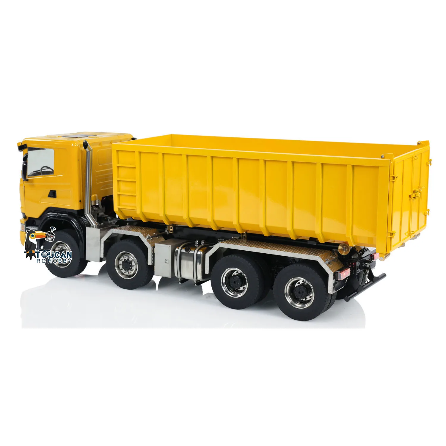 Metal 1:14 RC Hydraulic Roll-on Dump Truck 8x8 Full Dumper Car Model Sound Light Tipper Vehicle Toys for Boys TH23916 5