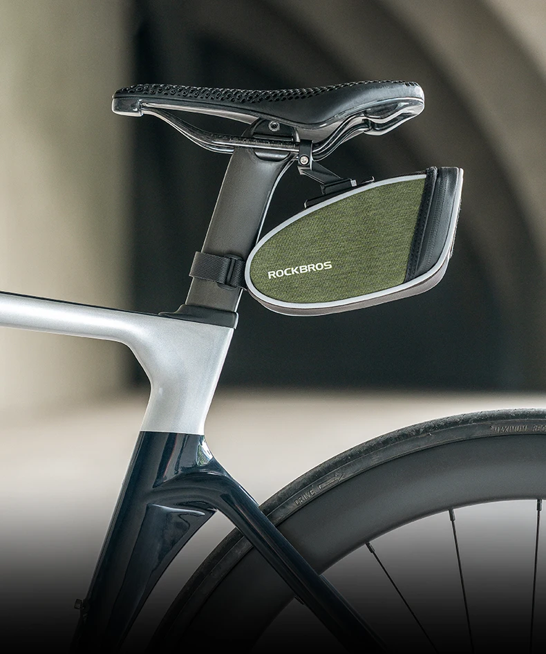 ROCKBROS Fahrrad-Satteltasche, wasserdichte Fahrrad-Sitztasche, 0,45 l, leichte kleine Fahrradtasche, Sattelstütze, Rucksack, hintere Tasche, Pannier – Detail 1