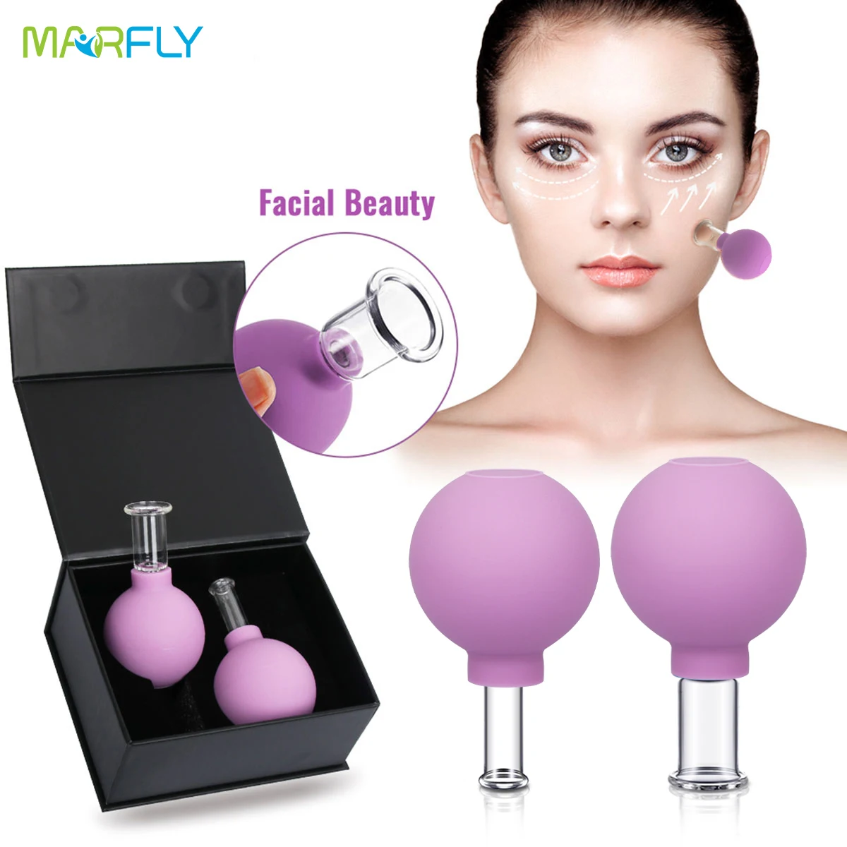 

Вакуумные банки для лица, Вакуумные присоски для подтяжки кожи лица, 2 банки, толстые банки