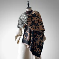 Double-Sided Leopard Print Faux Cashmere Scarf for Women Warm Fashionable Winter Neck Warmer Versatile Stylish Commute Accessory
