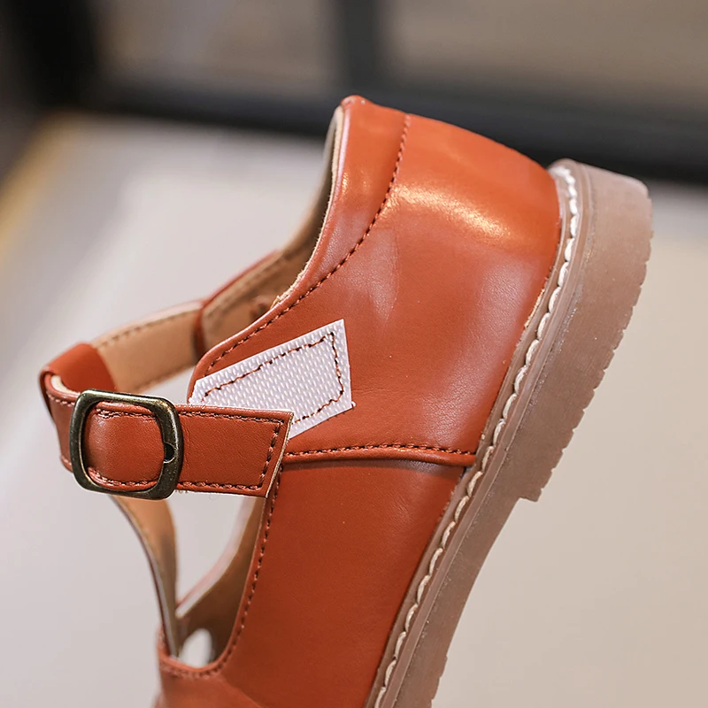 summer fashion big girl water drop hollow shallow mouth all soft soled small leather shoes leather shoes girls shoes girls flats