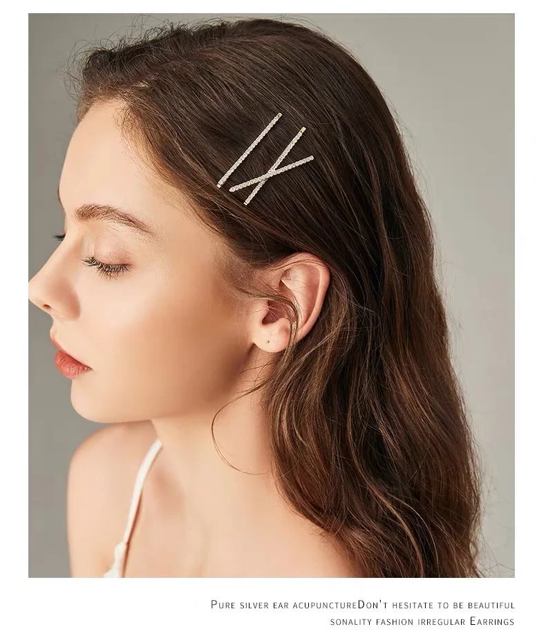 Bling Kristall Haar Clips Set Strass Blumen Haarspangen Seite Pin Süße Elegante Bobby Pins Haarnadel Frauen Haar Zubehör – Detail 4