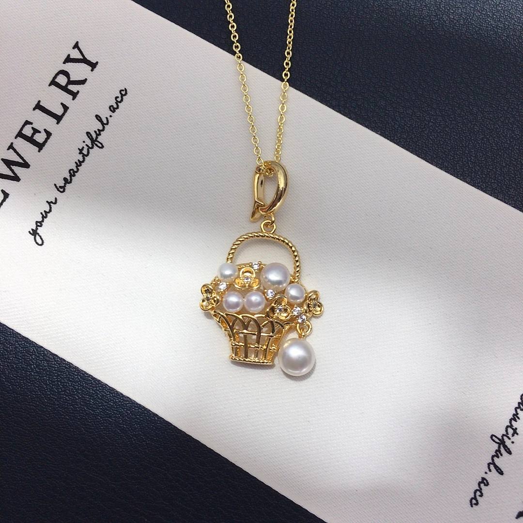 Natürliche Süßwasser Perle Anhänger Hohle Blume Korb Perle Anhänger Universal Schnalle Design Licht Luxus Stil frauen Schmuck – Detail 5