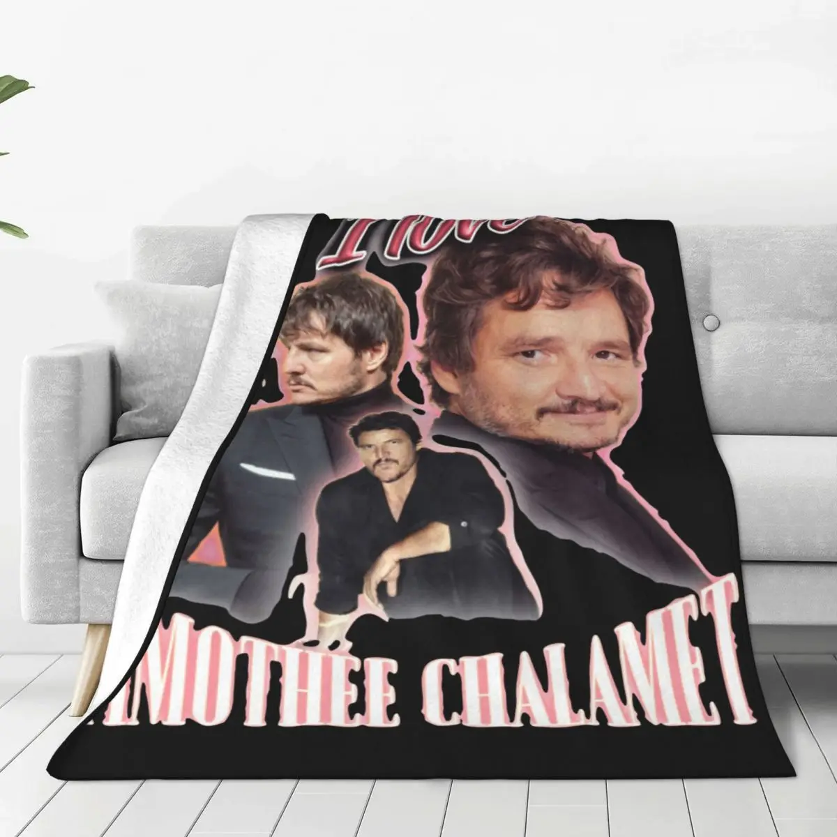 

I Love Timothee Chalamet Pedro Pascal Cursed Fan Collage Flannel Throw Blanket Blanket for Bedding Couch Plush Thin Quilt