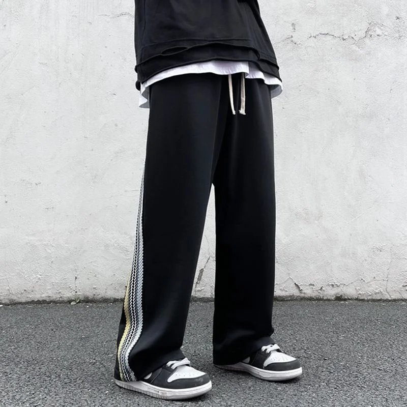 2022 Men's Loose Fashion Trend Causal Pants Striped Sports Wide Leg Pants Hip Hop Style Trousers Homme Joggers Sweatpants M-2XL yoga harem pants Harem Pants