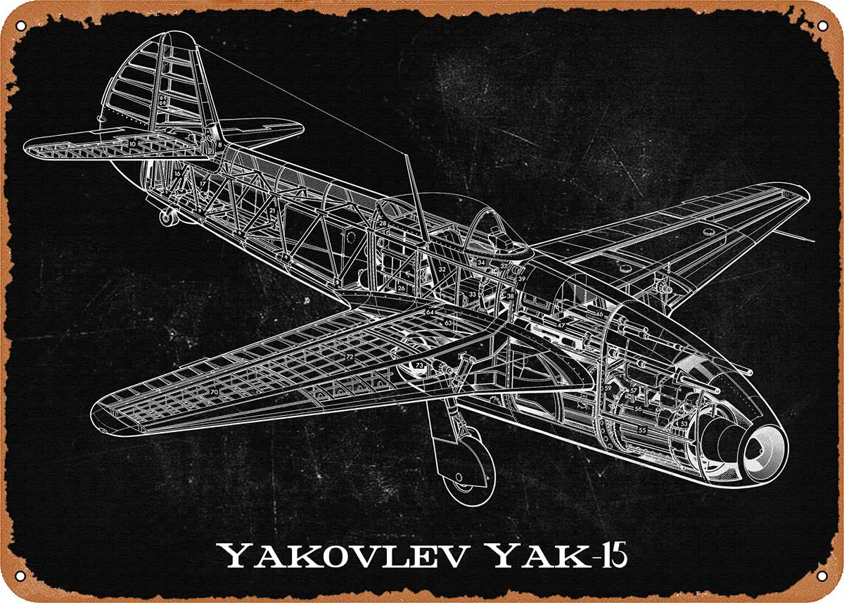 

Yakovlev Yak15 2# Metal Tin Sign Wall Decor Man Cave Military Fan Gift Home Bar Pub Decorative Military Posters 12x8 Inch
