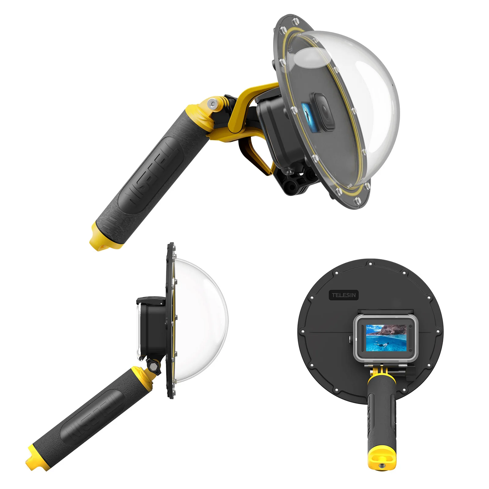 TELESIN Dome Port водонепроницаемый корпус для дайвинга фотосессия с плавающей рукояткой триггер для чехол 10 11 12 черный купол аксессуары