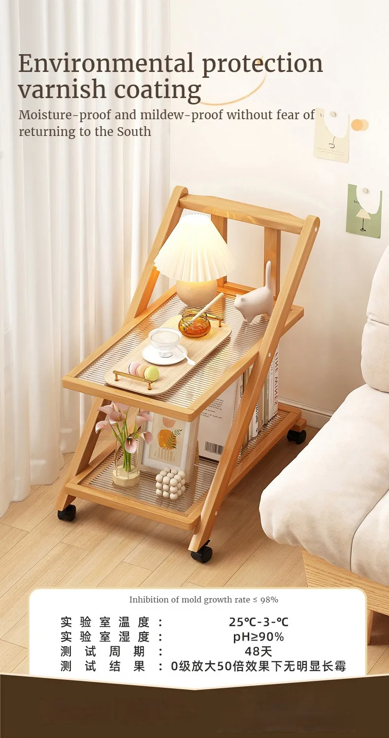 Description Picture 6 of itemRemovable Small Side Table 3-tier Bamboo Trolley with Wheels Shelves for Kitchen Bedroom and Living Room, Coffee Table Furniture
