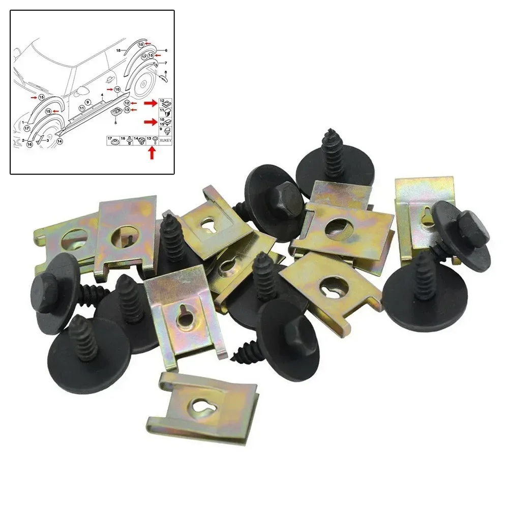 20Pcs Plastic Bolt Clips for BMW – Hex Head Push Rivets for Engine Cover, Splash Shield – Fits E30 E36 E46 E90 E91 E92 E93 E39