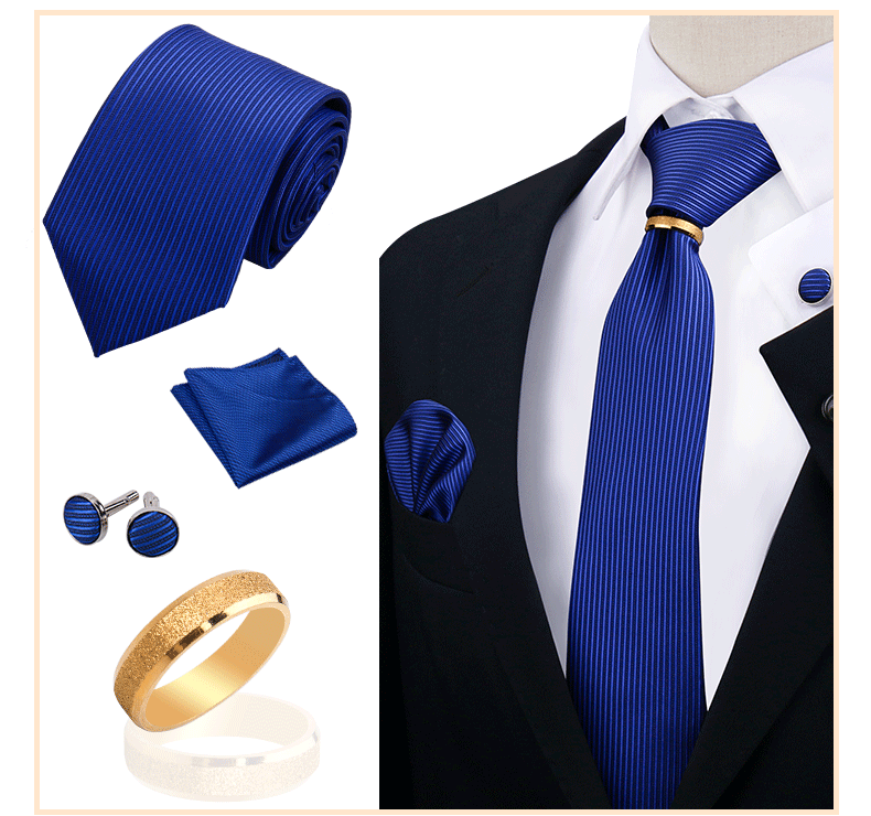 Männer Krawatten mit Ring Brosche Pin Set Marke Designer Paisley Plaid Krawatte Taschentuch Manschettenknöpfe Hochzeit Party Geschenk Männer Zubehör – Detail 29