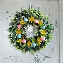 Easter Wreath Artificial Wreath Garland Rattan Hanging Frame Easter Garlands Wreaths Easter Wall Door Hanging Home Decoration