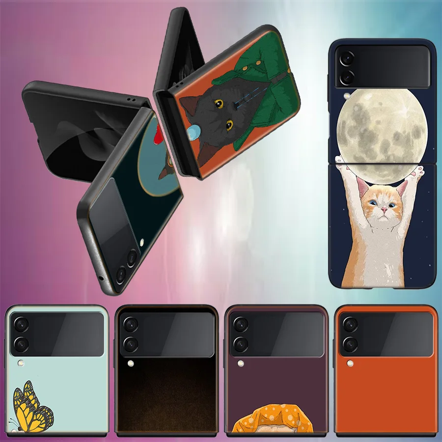 Cartoon Cats Per Samsung Galaxy Z Flip 5 4 3 Custodia Rigida Antiurto Per Telefono Z Flip 5 5G Z Flip 5 4 5G Tpu Pc Hard Coque Fu