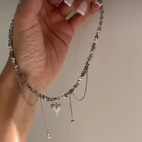 Boho géométrique Transparent cristal bijoux mode Vintage Sexy Zircon coeur pendentif gland collier pour les femmes Neelry 6