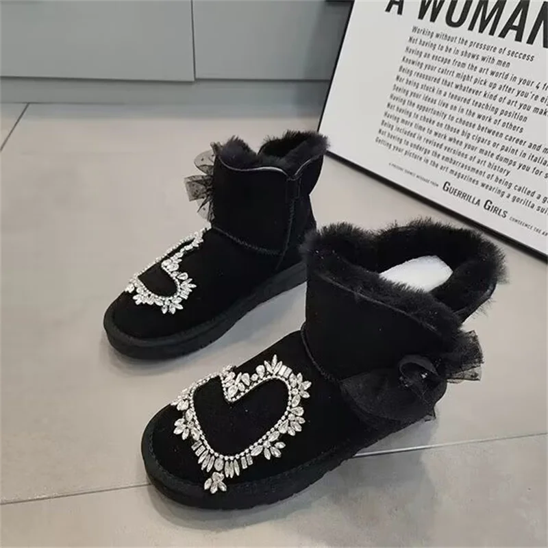 

Lace rhinestones handmade custom fur all-in-one boots vintage all-in-one winter plus fleece warm boots women's 35-40