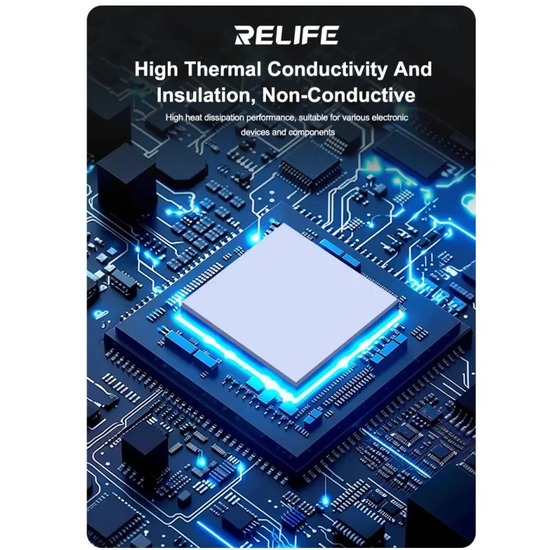 Pre-cut Insulating Thermal Pads 100PCS RELIFE RL-098 For IC Chip High Thermal Conductivity Self-adhesive Repair Silicone Sheet