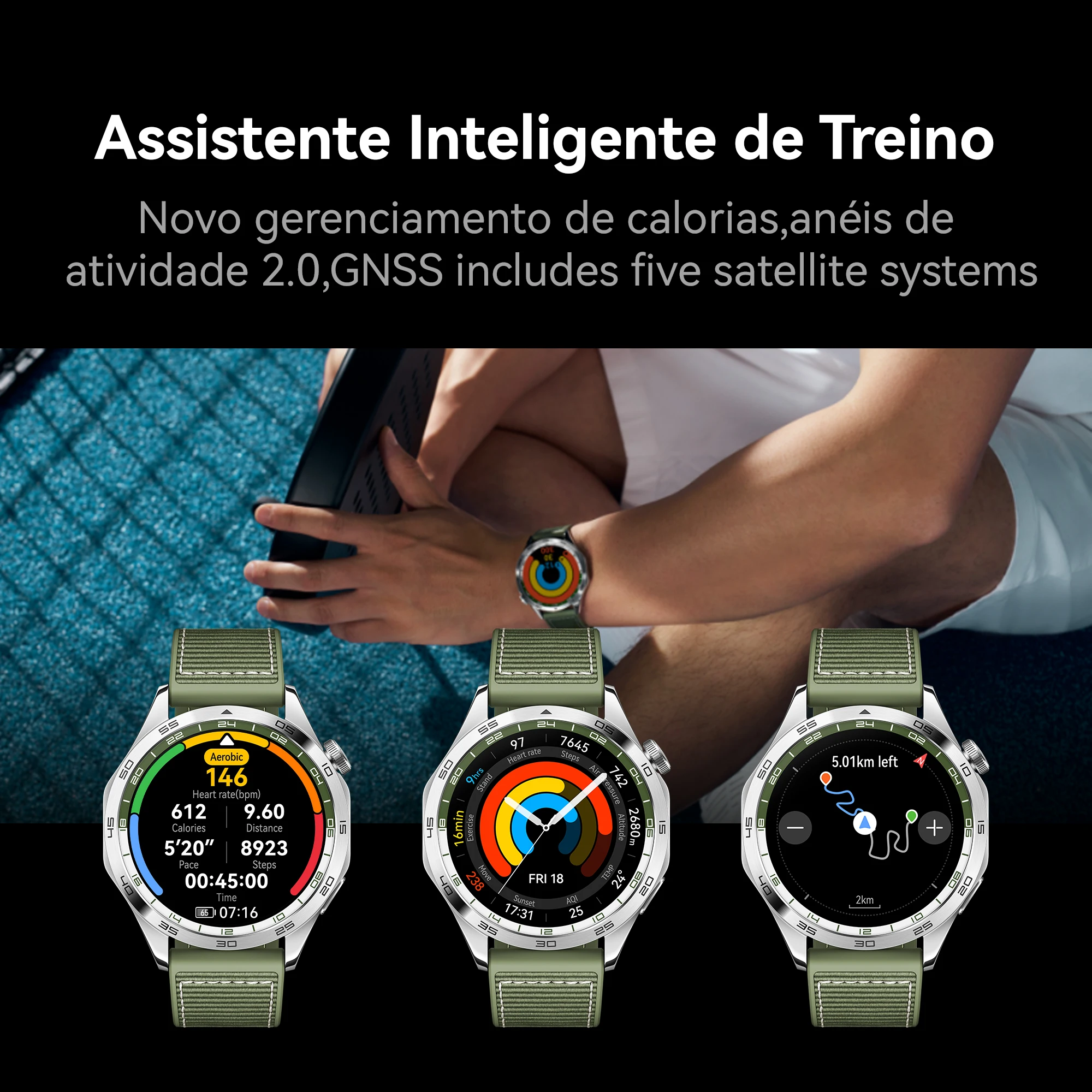 HUAWEI Watch GT 4 Smartwatch up to 2 weeks battery life GNSS positioning of five dual band systems