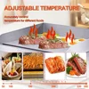 Commercial Electric Grill,14" Griddle 1600W 110V Non-Stick Restaurant Teppanyaki Grill Stainless Steel Adjustable Temperature 5