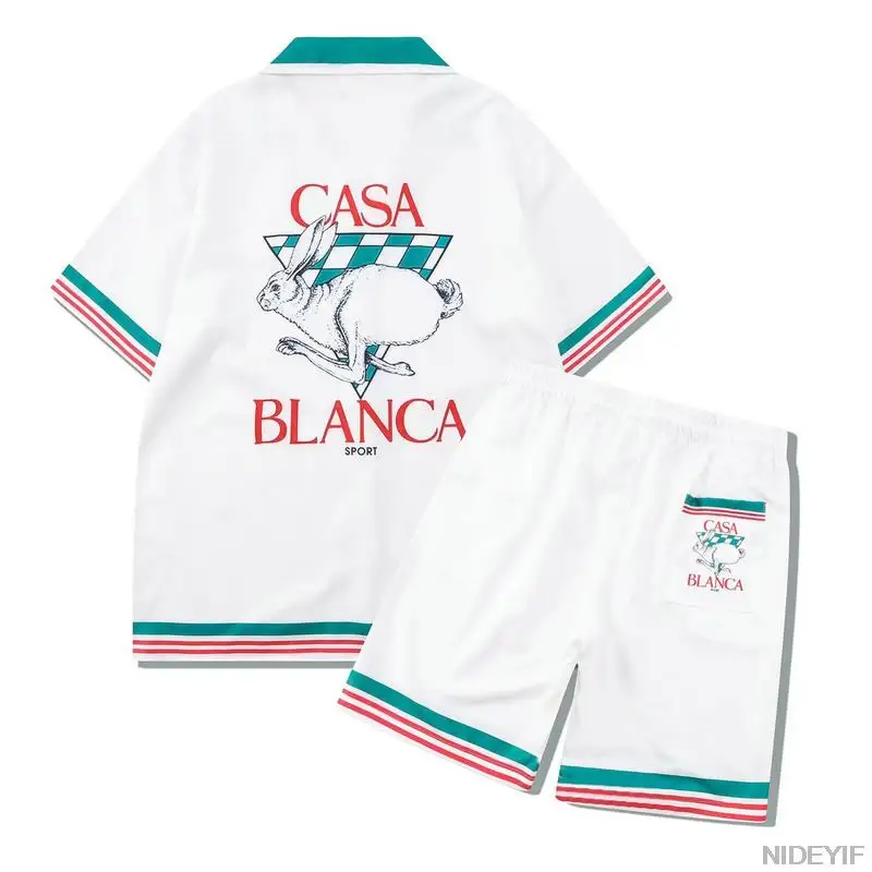 

Casablanca Suit Men 2023 Fashion Casa Blanca Shirt Mens Beach Shorts New Casablanca T Shirts Suit Shorts for Men Shorts T-shirt