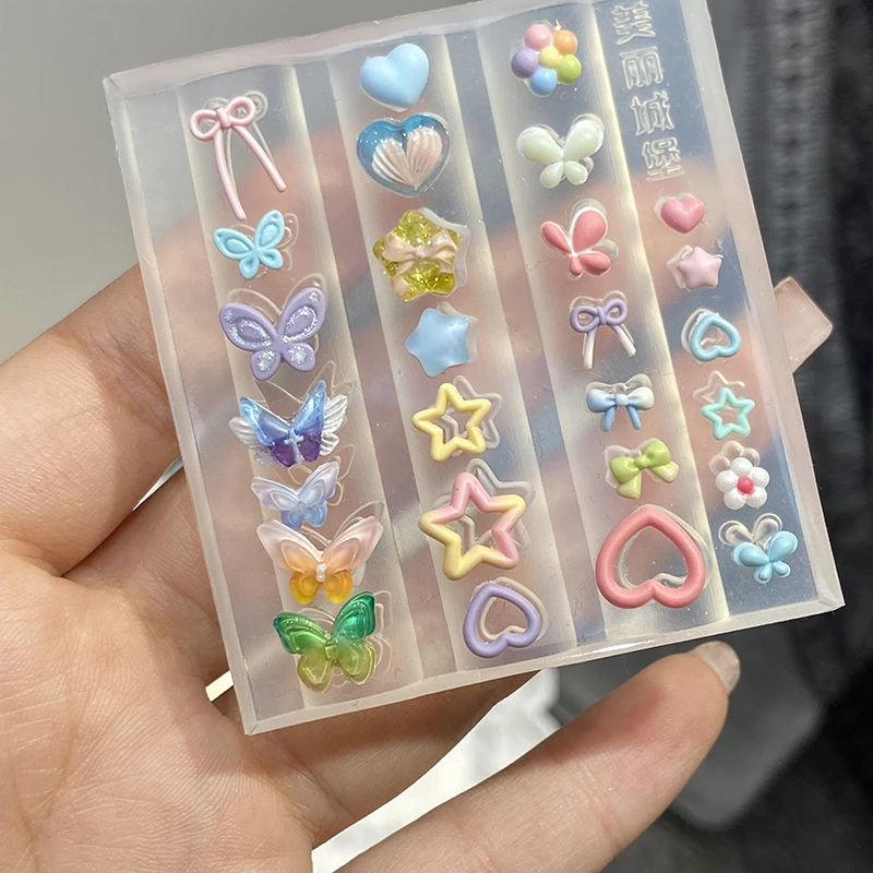 3D 실리콘 몬스테라 잎 네일 조각 몰드 아크릴 버드 리본 스탬핑 템플릿 네일 스텐실 UV 젤 폴리쉬 DIY 디자인 참