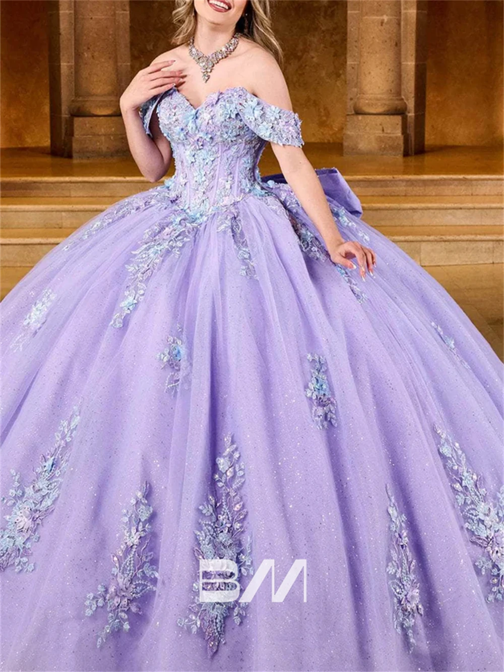 Romantic Lavender Sweet 15 16 Dress for Women Quinceanera Ball Gown Off Shoulder Large Train Formal Party Gown Cocktail