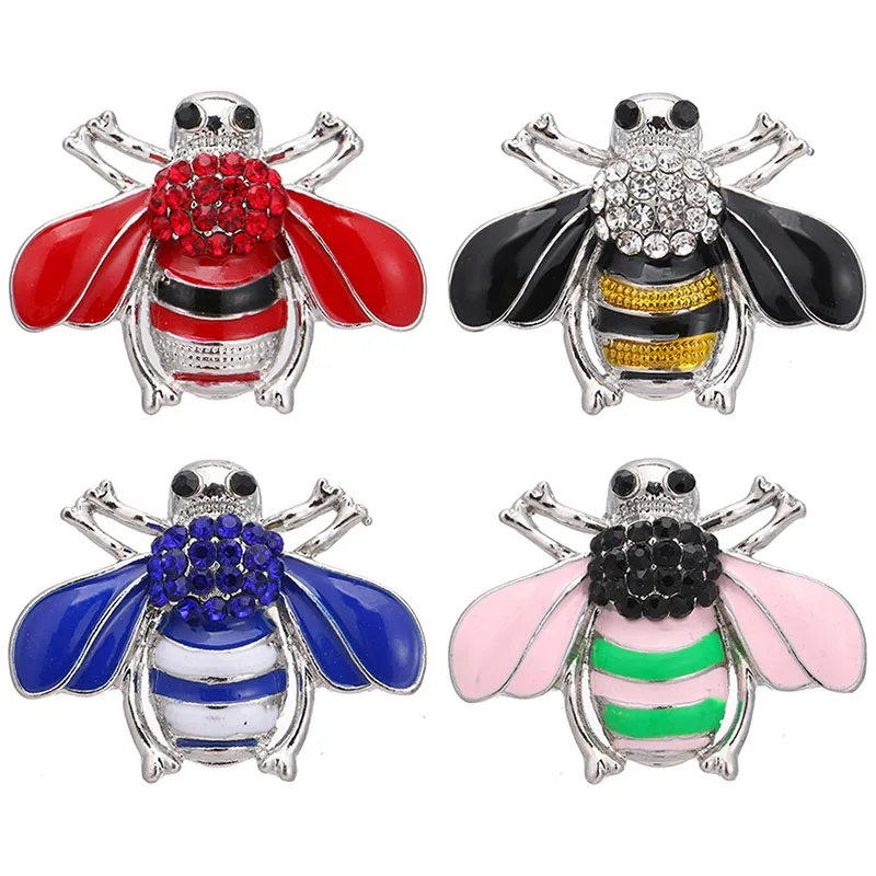 

KB3575 New Cute Bee Colorful Rhinestone 18mm snap buttons fit 18mm snap necklace jewelry wholesale