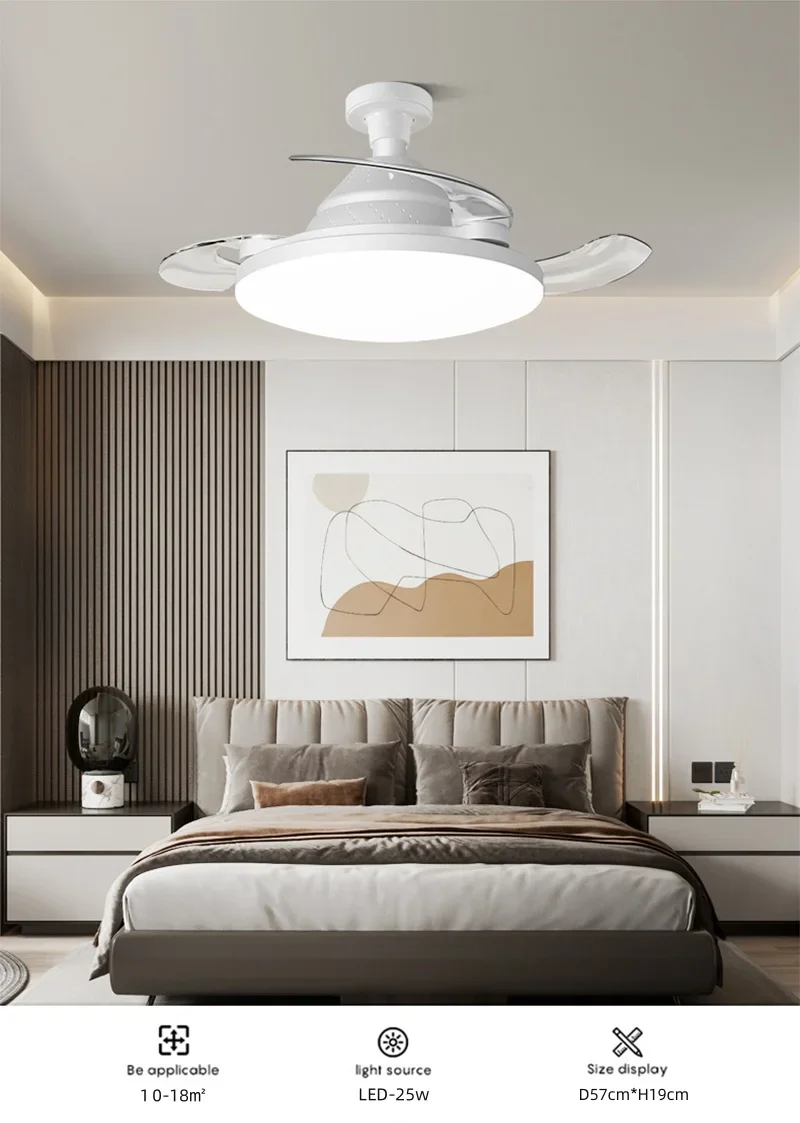 Invisible Ceiling Fan With Led Light Dimmable And Timer Function_voghion.com