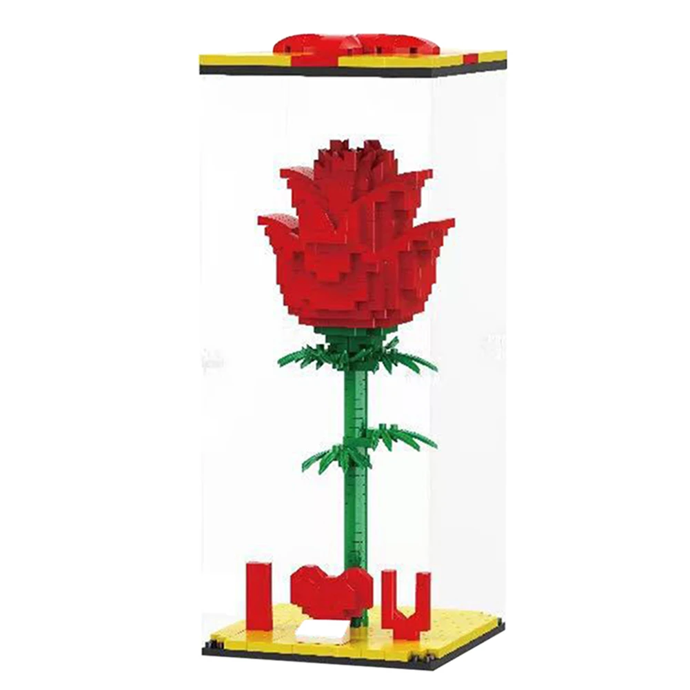 

Love Red Rose Heart Building Blocks Micro Particles Building Blocks Toy Romantic Present For Lover Wife Girlfriend