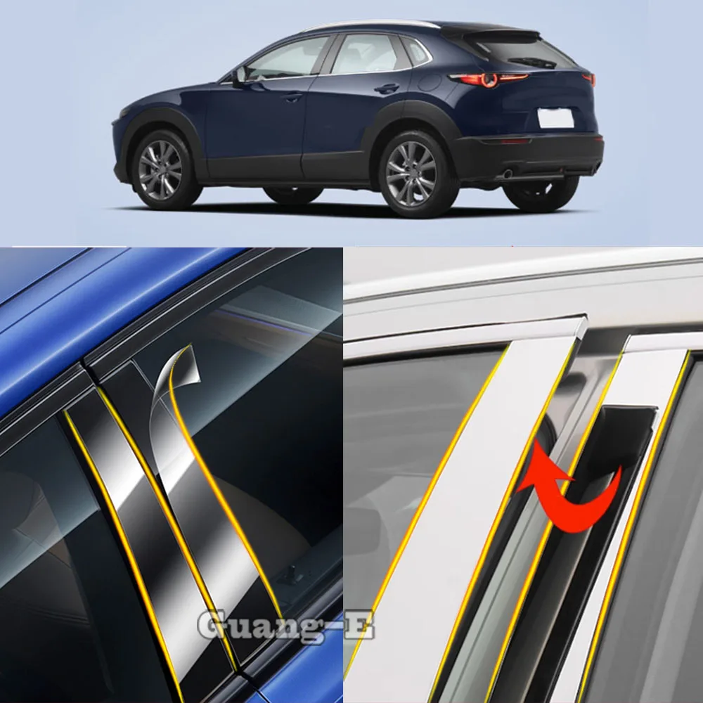 

Автомобильный ТПУ/глянцевый зеркальный столбик для Mazda CX-30 CX30 2020 2021 2022-2024 отделка двери оконные наклейки аксессуары 6 шт.
