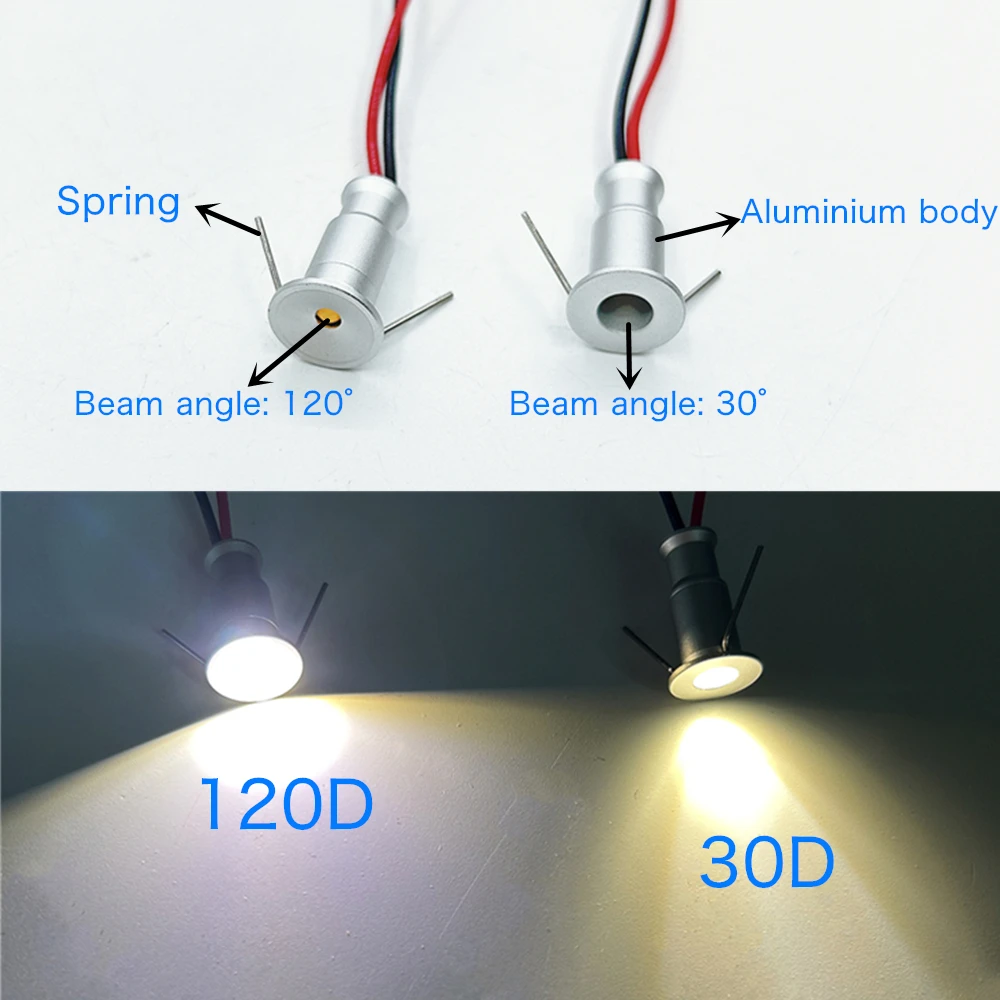 10mm Mini Spot Light 0.5W LED Spotlight DC12V Dimmable Spotlights Recessed Led Downlight Ceiling Lamp Showcase Display Lighting 4