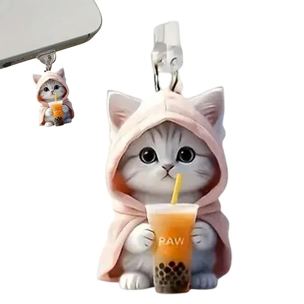 Cartoon Cat Phone Dust Plug Pendant Cute Mini Accessory For iPhone Samsung Type-C Interface Decoration Anti-Dust Cover