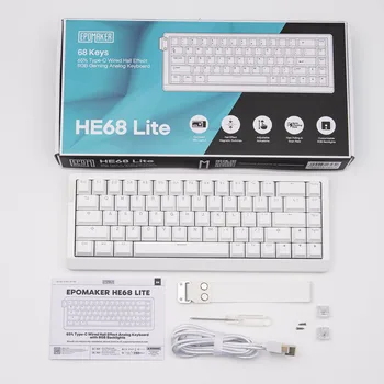 EPOMAKER HE68 Lite 65% Layout Tray-Mounted Wired Hall Effect NKRO Magnetic Keyboard DKS SOCD 8kHZ Polling Adjustable Actuation 6