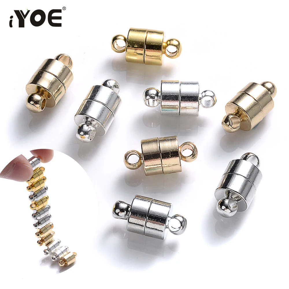 iYOE 5 paare/los 12x6mm Magnetische Verschlüsse Zylinder Ende Schnalle Magnet Klatscht Für Stecker Seil Kette DIY schmuck Armband Halskette