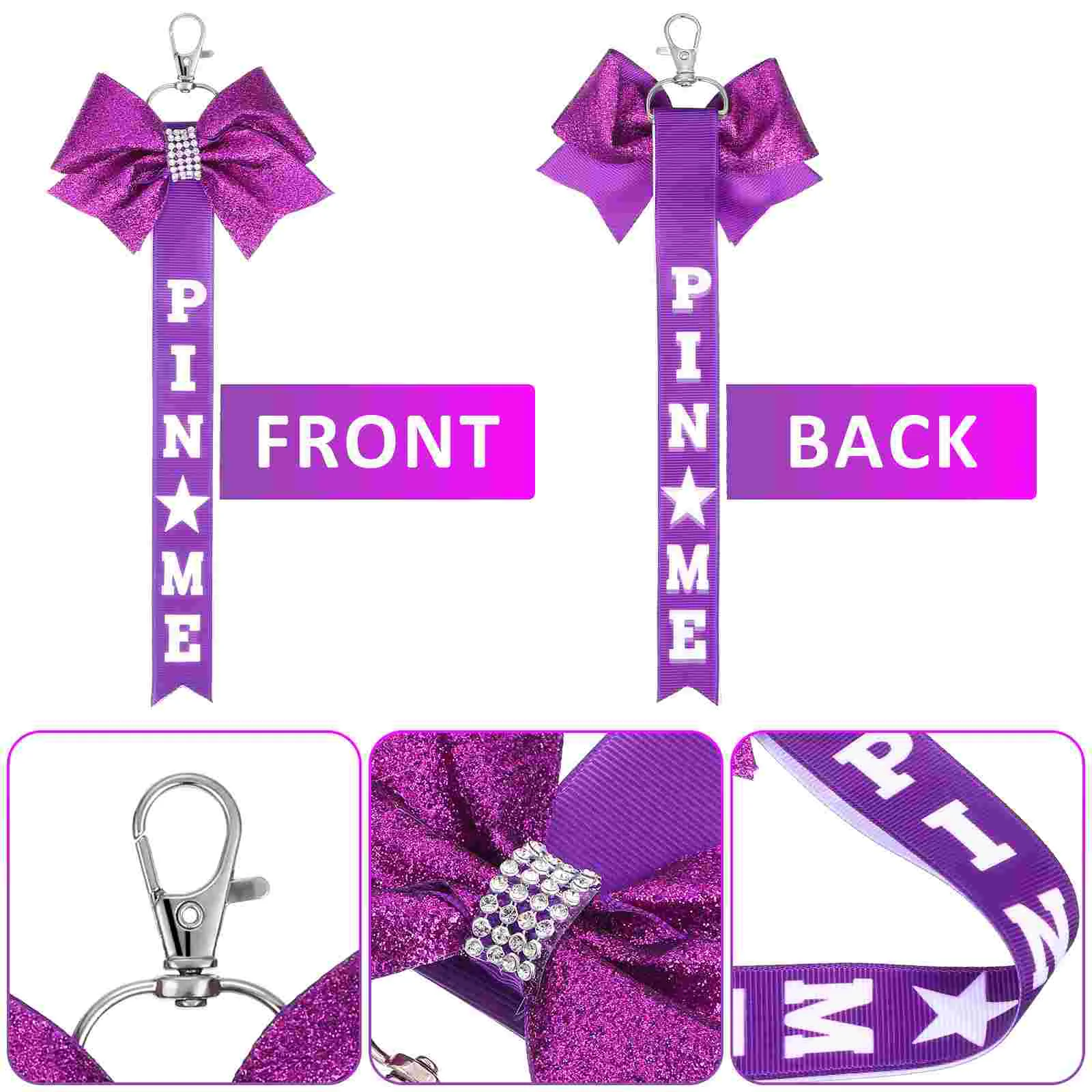 2 Pcs Keychain Bow Cheer Charms Accessories Ribbon Bows for Cheerleaders Fabric Miss Backpack