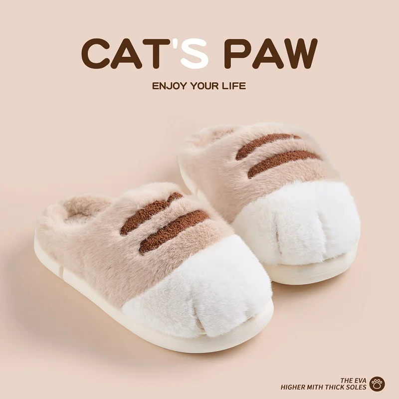 Neue Kitty Claw Furry Loafers Damen Flauschige Slip-On Mules Schuhe Gefütterte Winter Warme Plüsch Hausschuhe Unisex Katzenfuß-Schuhe – Detail 28