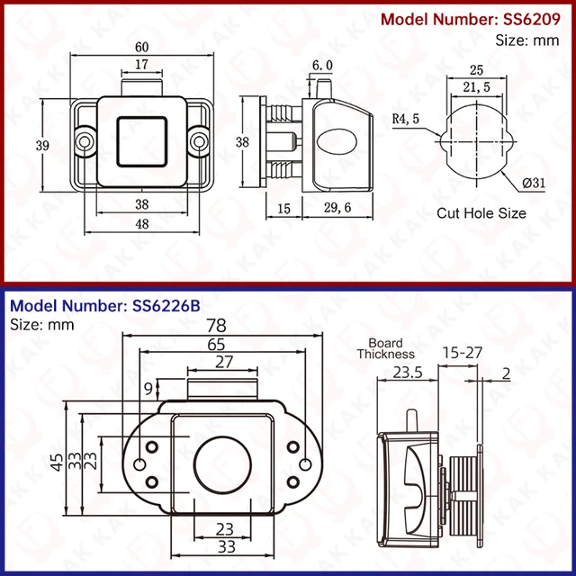 KAK 10pcs Camper รถ PUSH LOCK RV Caravan เรือมอเตอร์บ้านตู้ลิ้นชักลิ้นชักปุ่มล็อค Keyless เฟอร์นิเจอร์ประตูล็อคฮาร์ดแวร์ 2