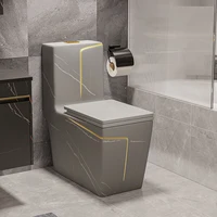 Toilet,Square Gold Line Design ,Grey Color Water Closet ,Bathroom Wc, One Piece Ceramic ,Marble Toilet 1