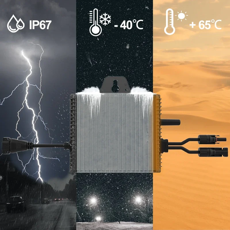 400W/600W 태양광 마이크로 인버터, IP67 발코니 가정용 그리드 컨버터 (PV 입력 16V-60V), MPPT 마이크로인버터 WiFi