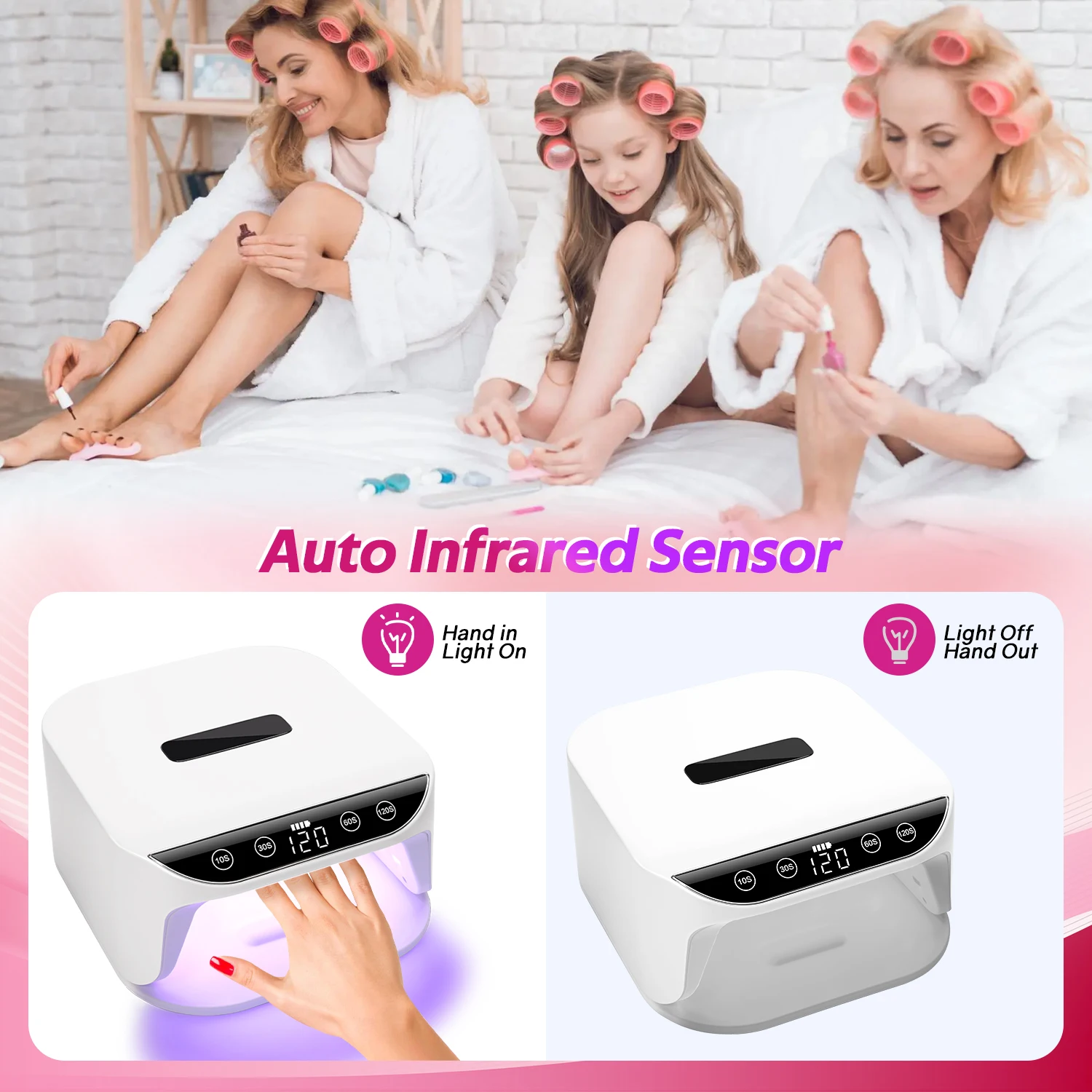 Rechargeable 168W UV LED Nail Lamp For Nail 36LEDS Wireless Gel Polish Curing Lamp With Large Screen Professional Nail Equipment 6