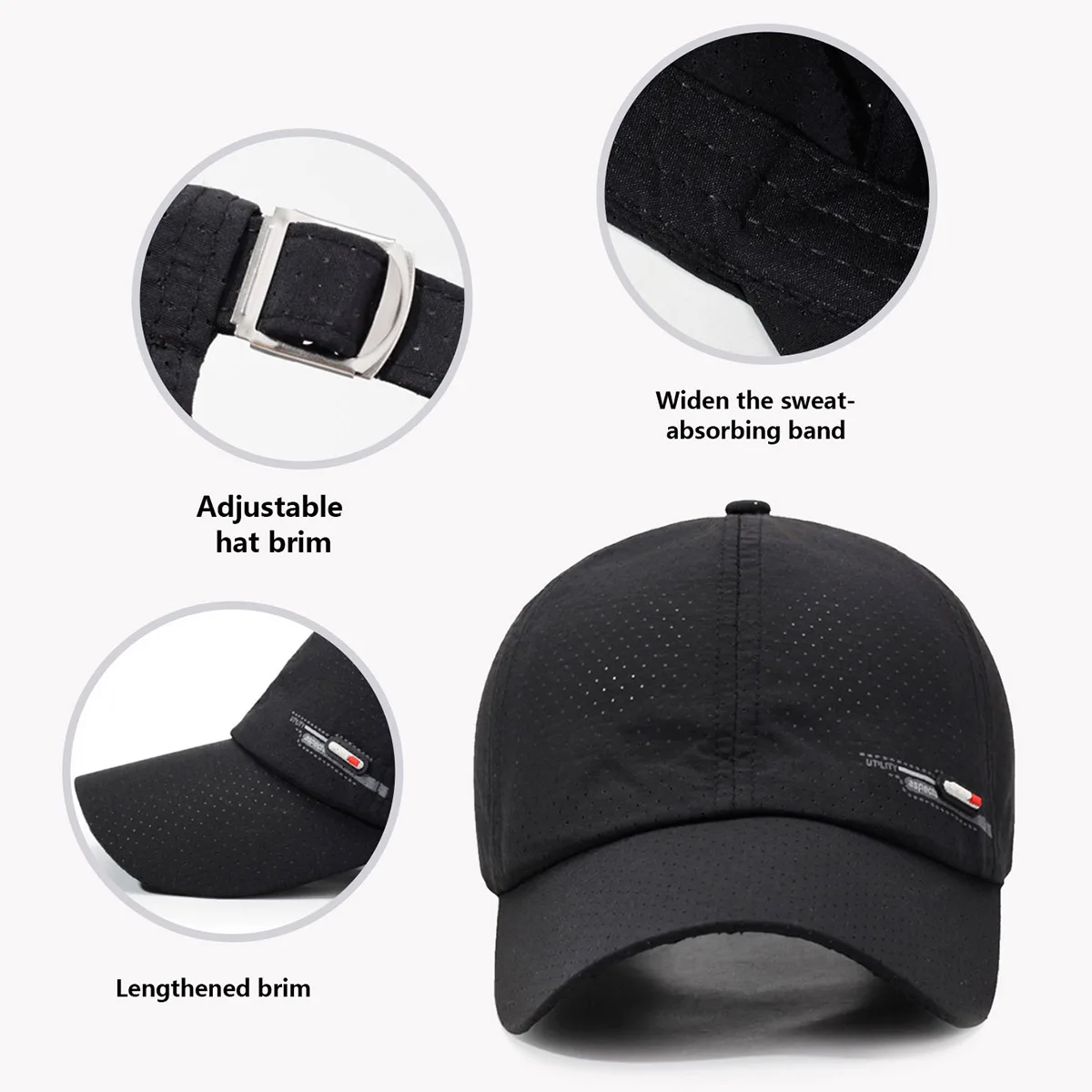 Summer Quick-Drying Hat Men's Outdoor Thin Visor Peaked Cap Fishing Sun Protection Breathable Mesh Baseball Cap Women's Hat Brim Fishing Sports Mountain Climbing Hiking