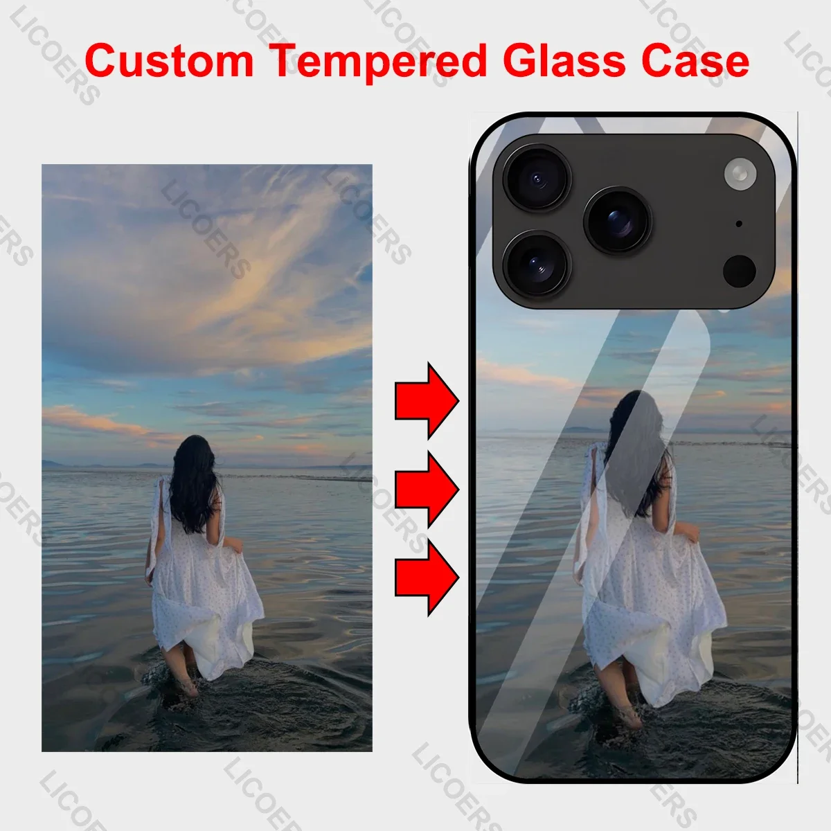 Customized Clear TPU Soft Matte Silicone Case with Tempered Glass and Photo Print Design
