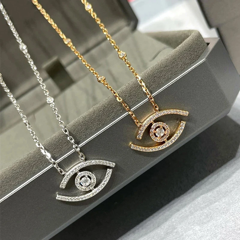 kimsu New Fashion Punk 925 Silver Plated 18K Gold Luxury Zircon Lucky Eyes Necklace Bracelet Earrings Women's Party Jewelry Set